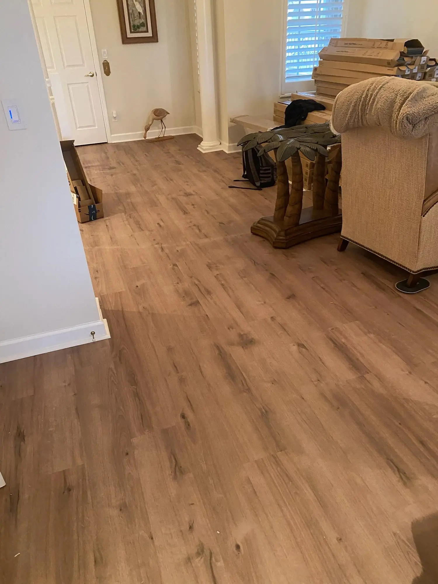 Open living area in warm oak