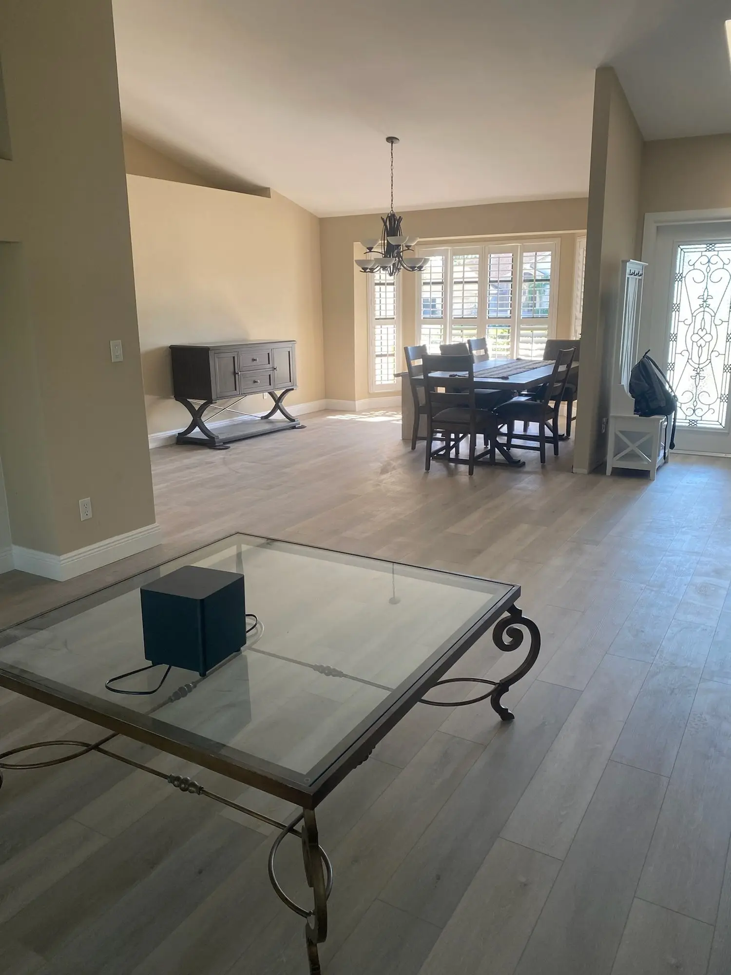 Carpet and tile out, one floor in