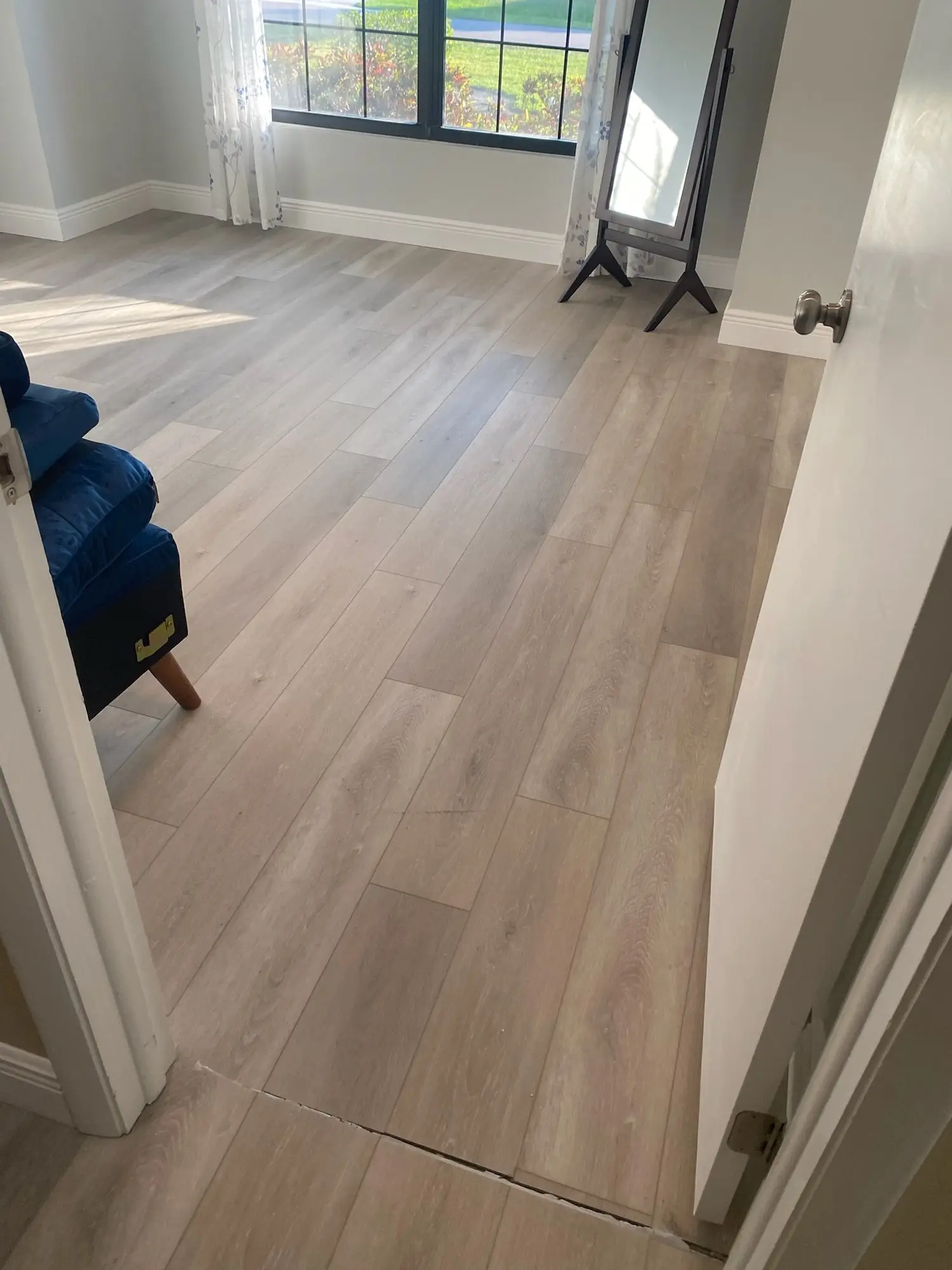 Carpet and tile out, one floor in