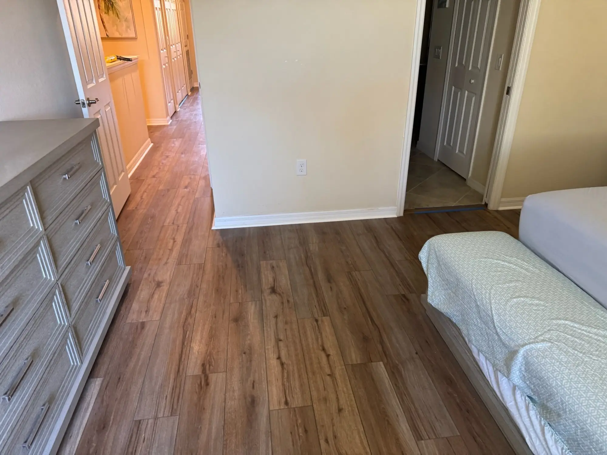 Warm brown plank across the second floor